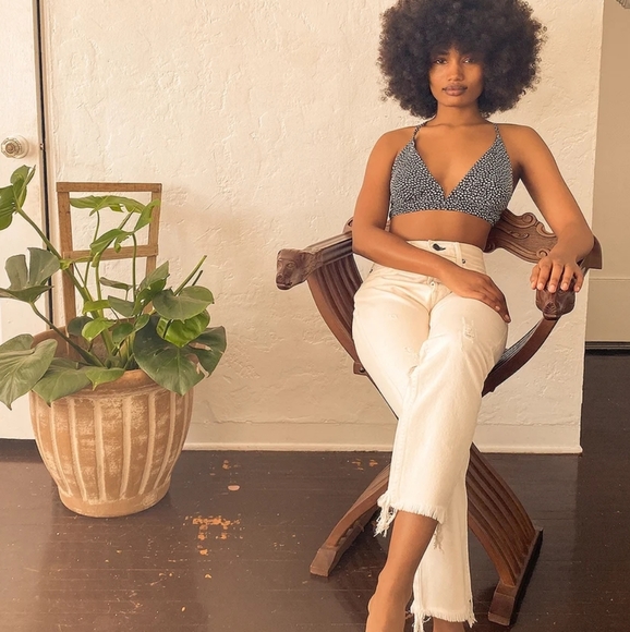 Free People Cassie Heart Printed Bralette Black - Picture 8 of 16